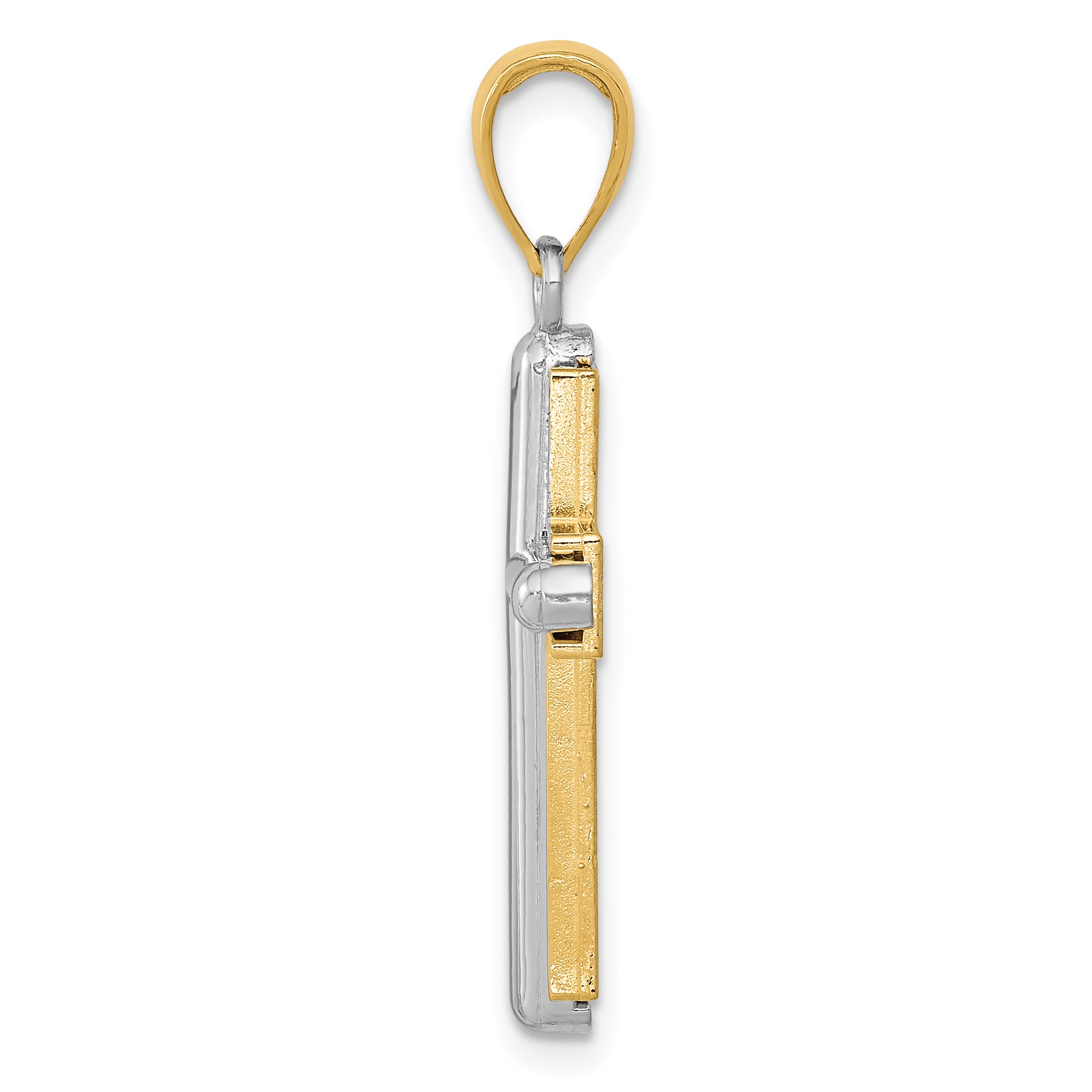 14K Two-Tone Gold Cross Pendant with Solid Cast Design Secondary image