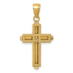 14K Gold Polished Beveled Cross Pendant with Framed Design