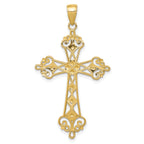 14K Gold Rhodium-Plated Diamond-Cut Cross Pendant Polished & Elegant Design