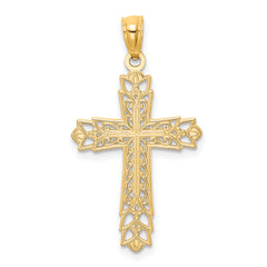 14k Gold Polished Filigree Cross Pendant