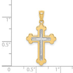 14K Two-Tone Gold Budded Cross Pendant with Polished Finish