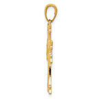 14K Gold Armenian Cross Pendant with Polished and Textured Finish