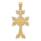 14K Polished/Textured Armenian Cross Pendant