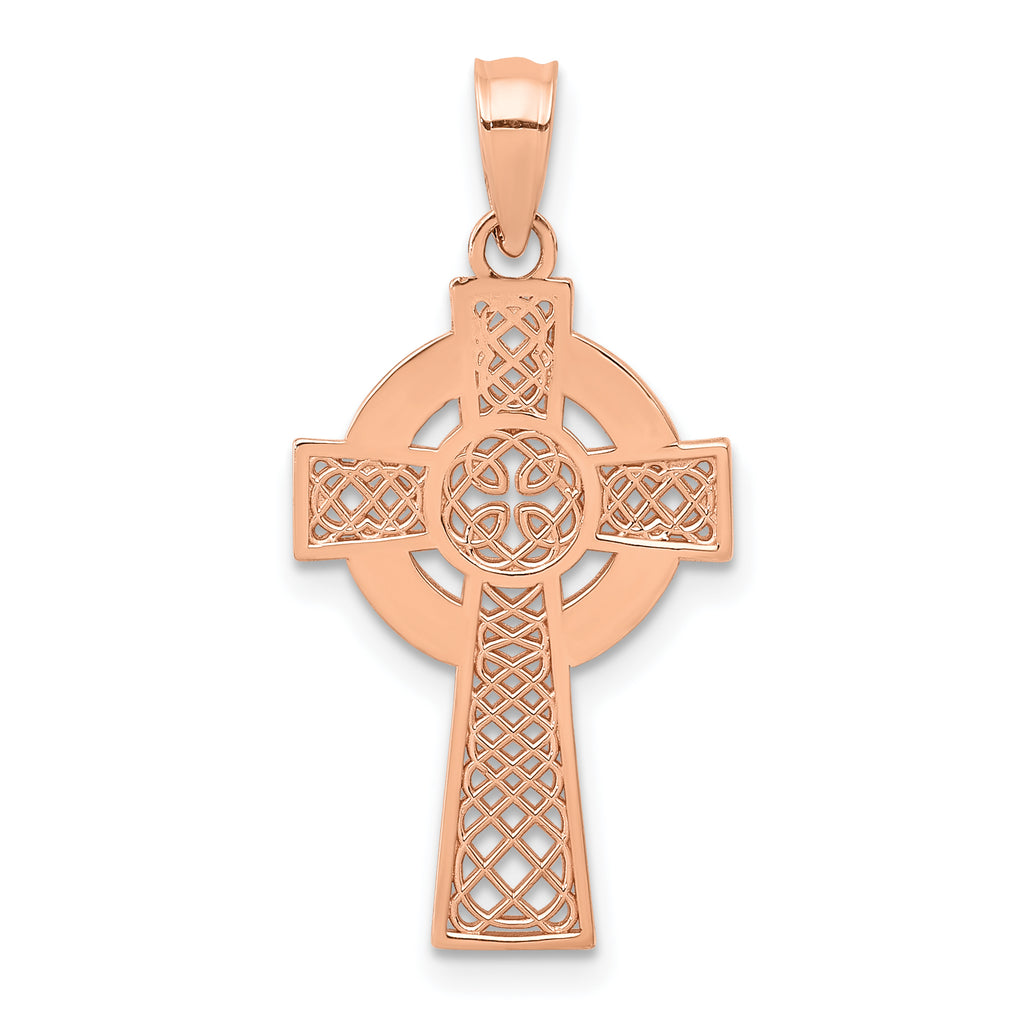 14k Rose Gold Celtic Cross Pendant