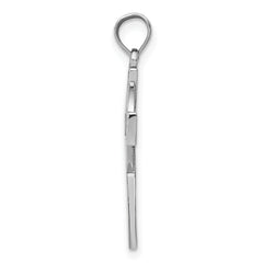 14K White Gold Celtic Cross Pendant with Polished Rhodium Finish  Elegant and Solid Design