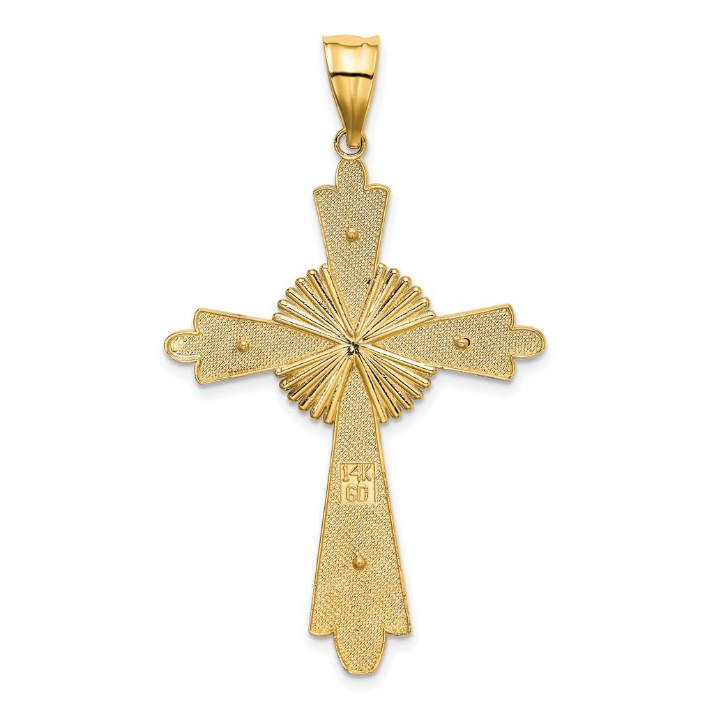 14K Two-Tone Gold Polished Cross Pendant with Solid Cast Design