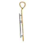 14K Two-Tone Gold Budded Cross Pendant with Polished Finish