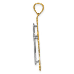 14K Two-Tone Gold Budded Cross Pendant with Polished Finish