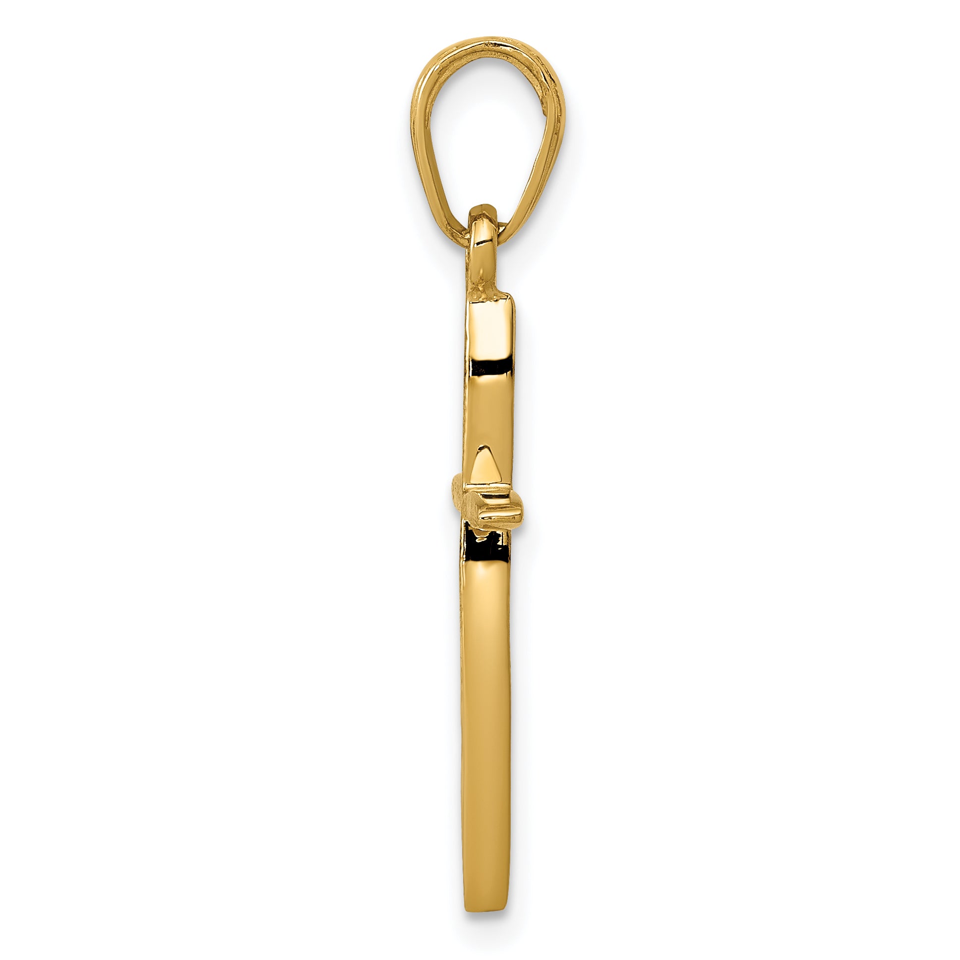 14K Gold Polished Cross Pendant with Tapered Ends Elegantly Solid Design