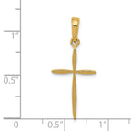 14K Gold Polished Cross Pendant with Tapered Ends Elegantly Solid Design
