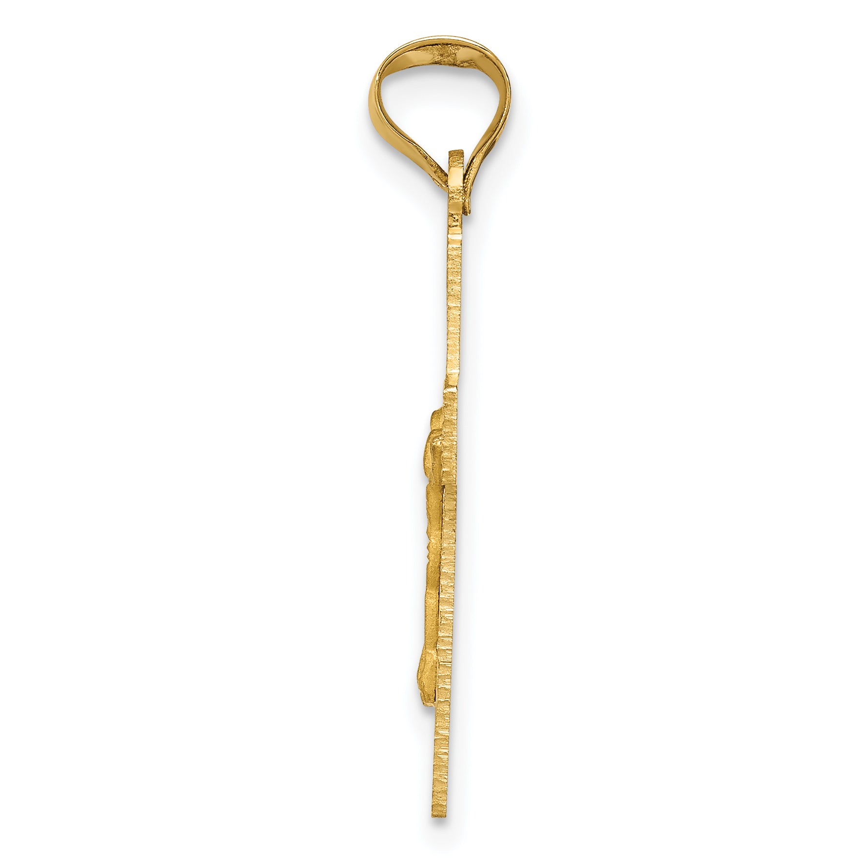 14K Gold Crucifix Pendant with Polished Satin Finish  Semi-Solid and Elegant Design Secondary image