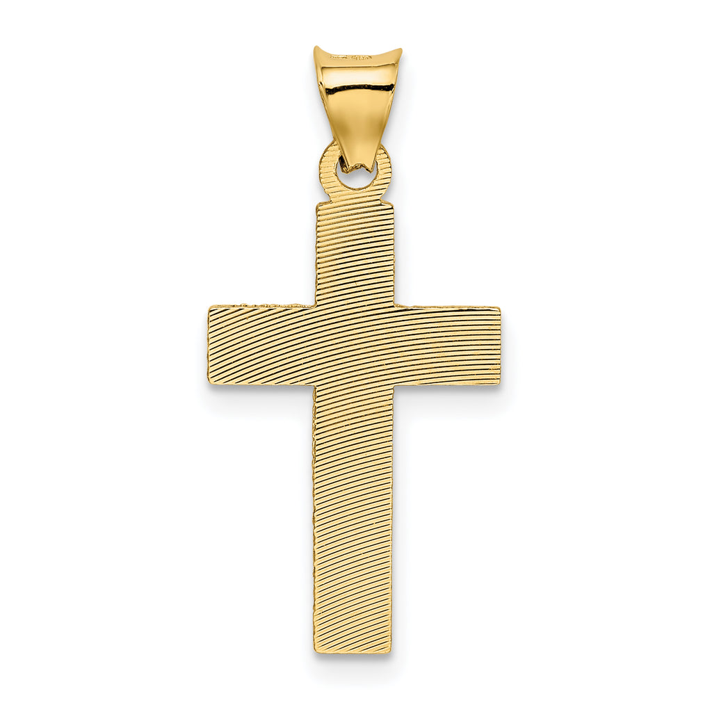 14K Gold Crucifix Pendant with Polished Satin Finish  Semi-Solid and Elegant Design