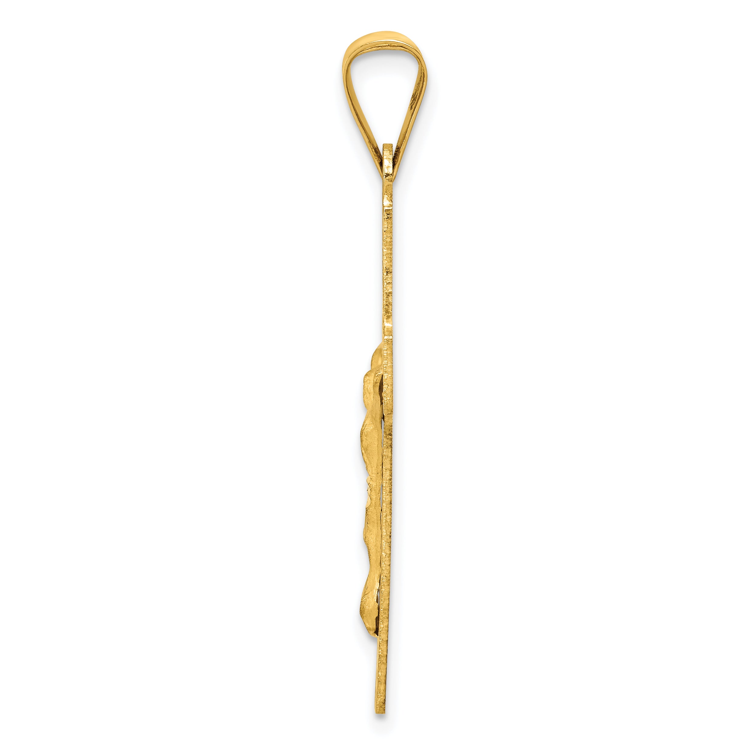 14K Gold Crucifix Pendant with Polished Satin Finish Elegant Design