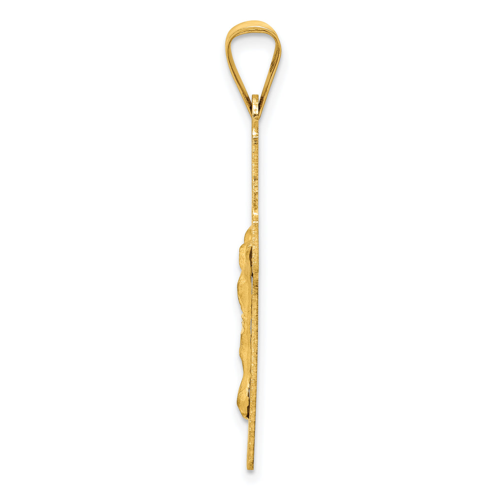 14K Gold Crucifix Pendant with Polished Satin Finish Elegant Design