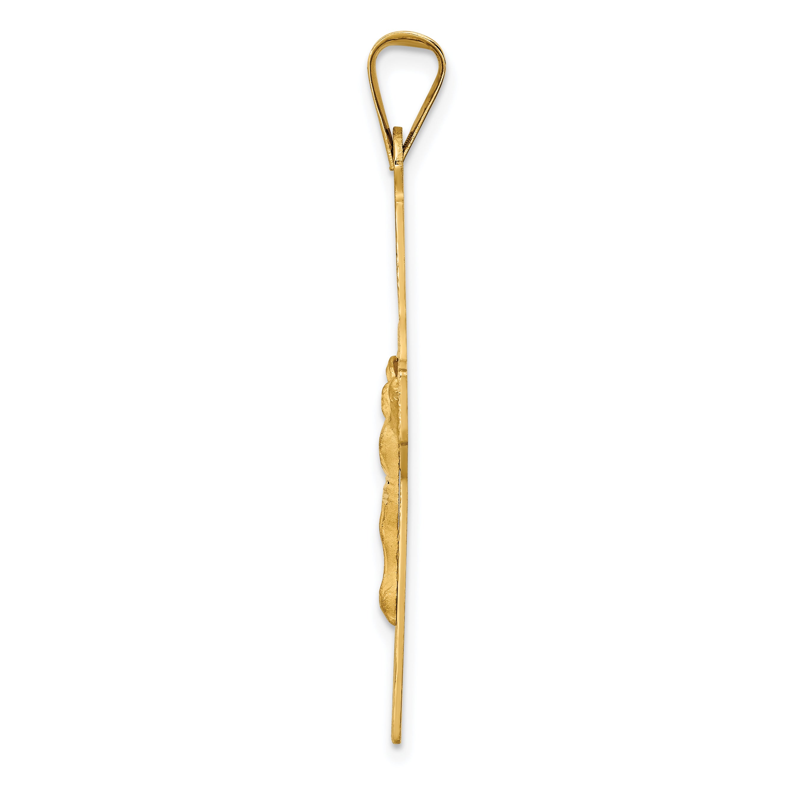 14K Gold Crucifix Pendant with Polished Satin and D/C Finish  Elegant and Semi-Solid Design Secondary image