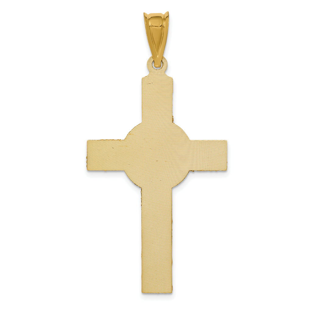 14K Two-Tone Gold Iona Crucifix Pendant with Rose and White Rhodium