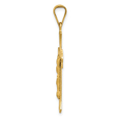 14K Yellow Gold Crucifix Pendant with Polished Satin Finish 37mm