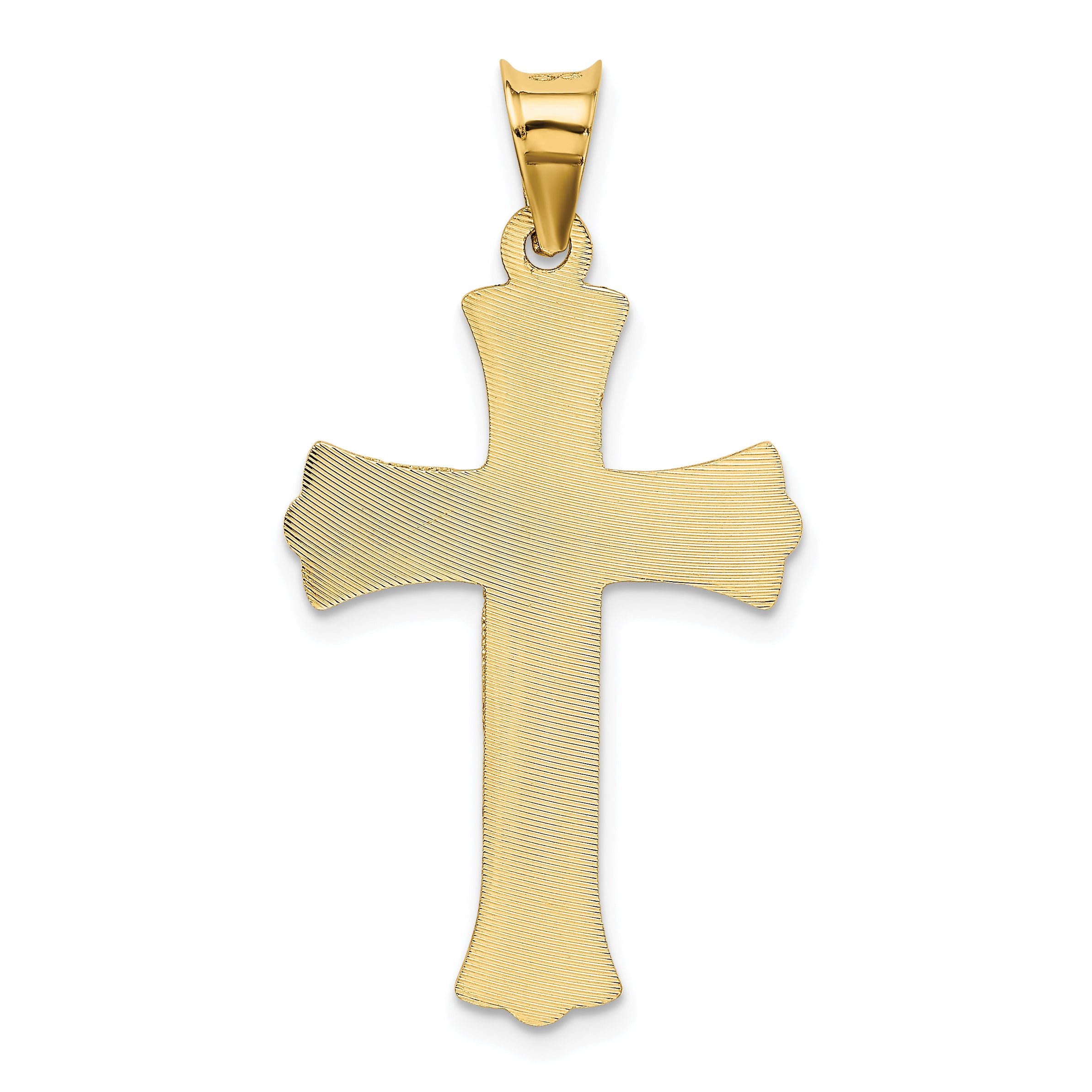 14K Yellow Gold Crucifix Pendant with Polished Satin Finish 37mm