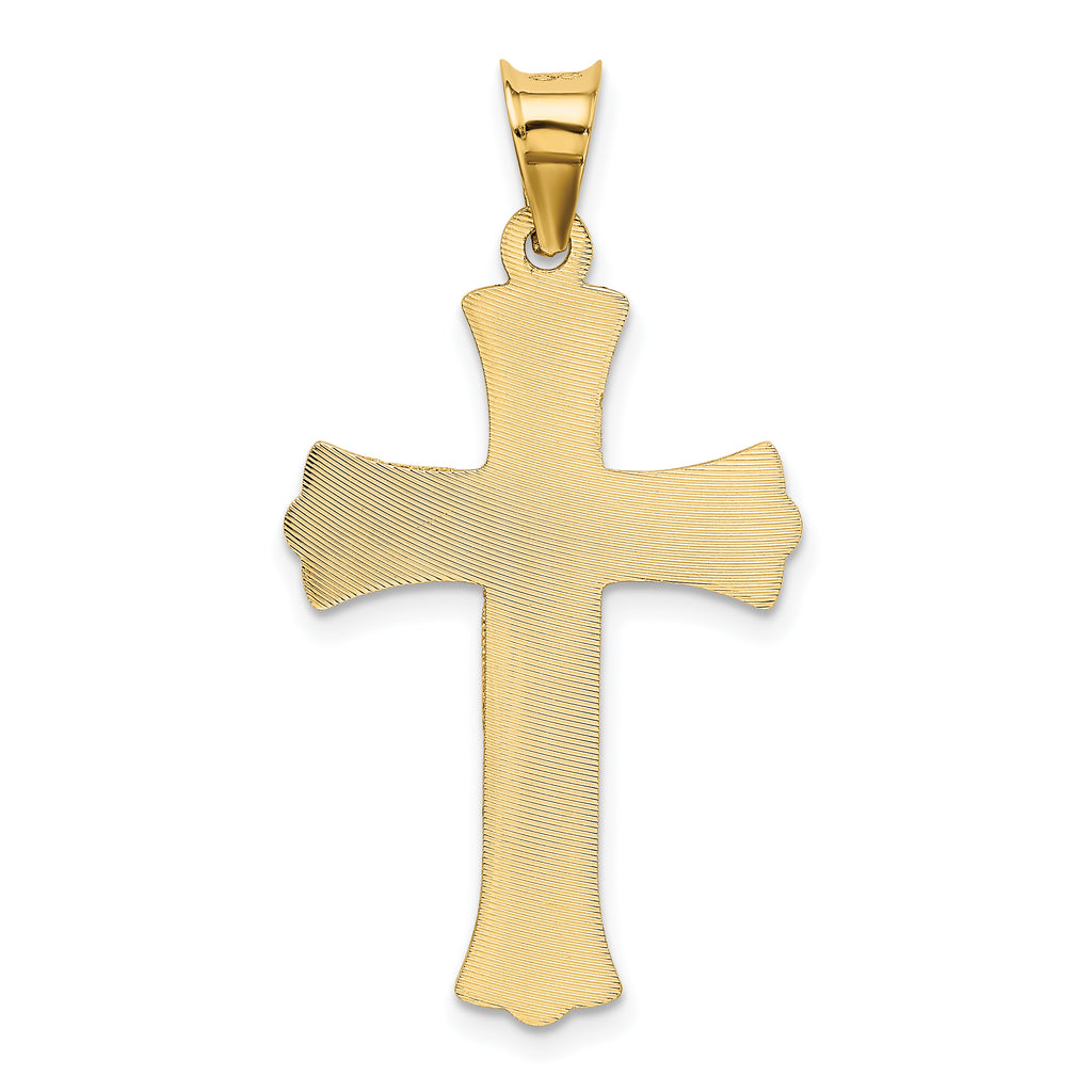 14K Yellow Gold Crucifix Pendant with Polished Satin Finish 37mm