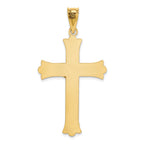 14K Gold Polished Satin Crucifix Pendant Semi-Solid, 49.5mm