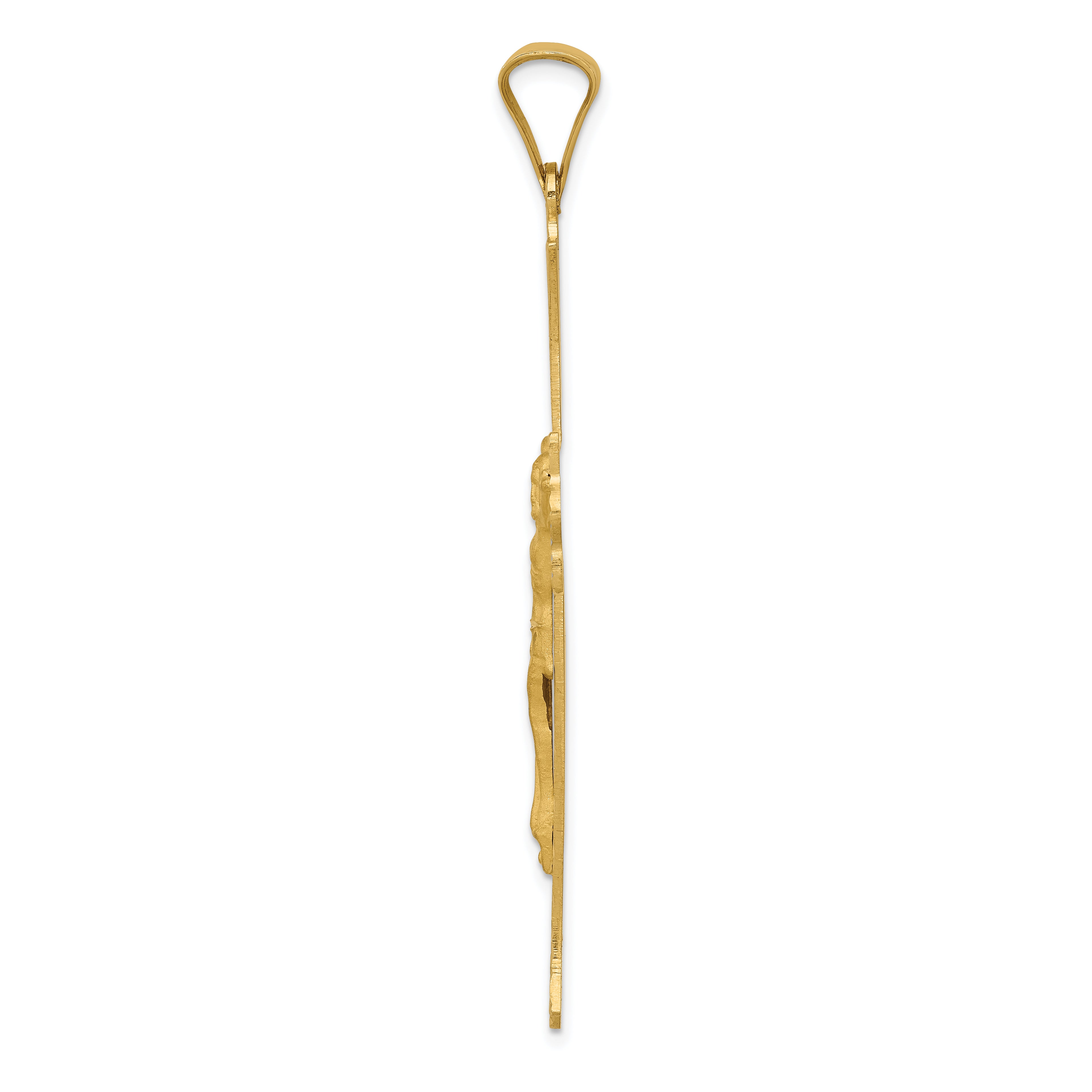 14K Gold Crucifix Cross Pendant with Polished, Satin, and Diamond-Cut Finish