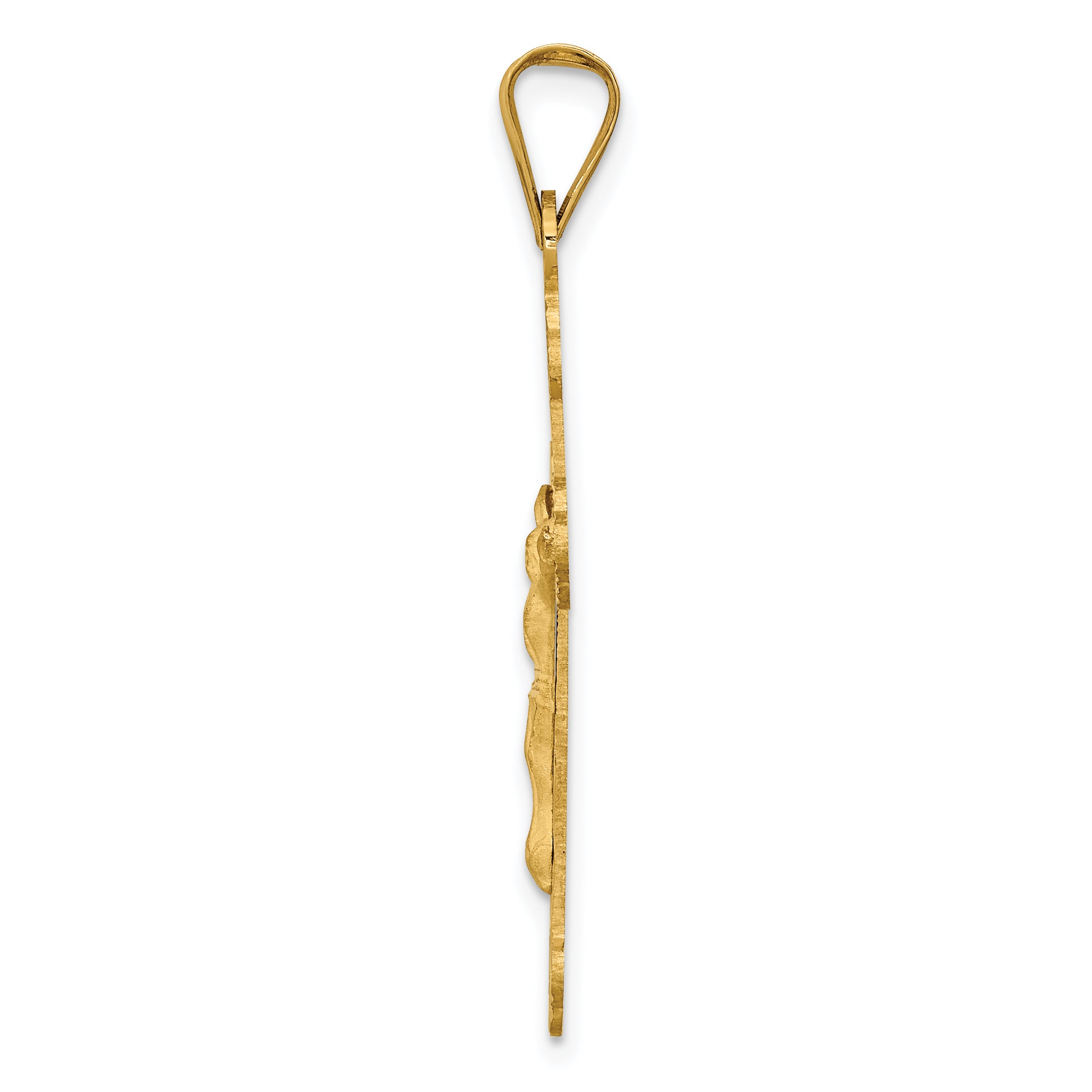 14K Gold Crucifix Pendant with Polished Satin Finish Semi-Solid Design Secondary image
