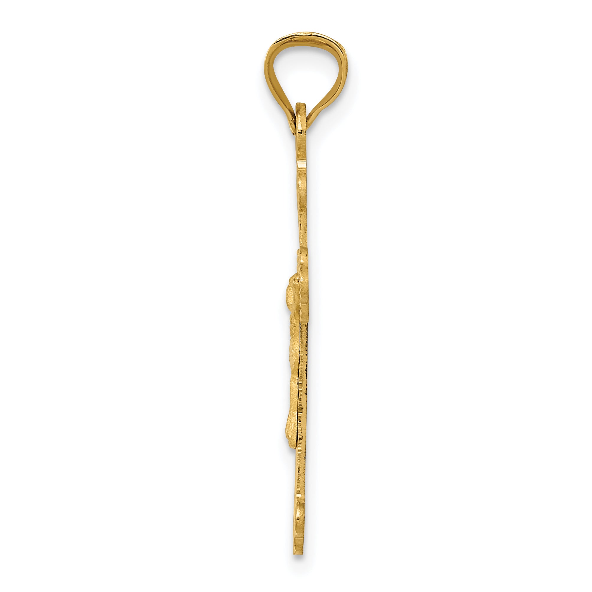 14K Gold Polished Satin Crucifix Pendant with Die Struck Design Secondary image
