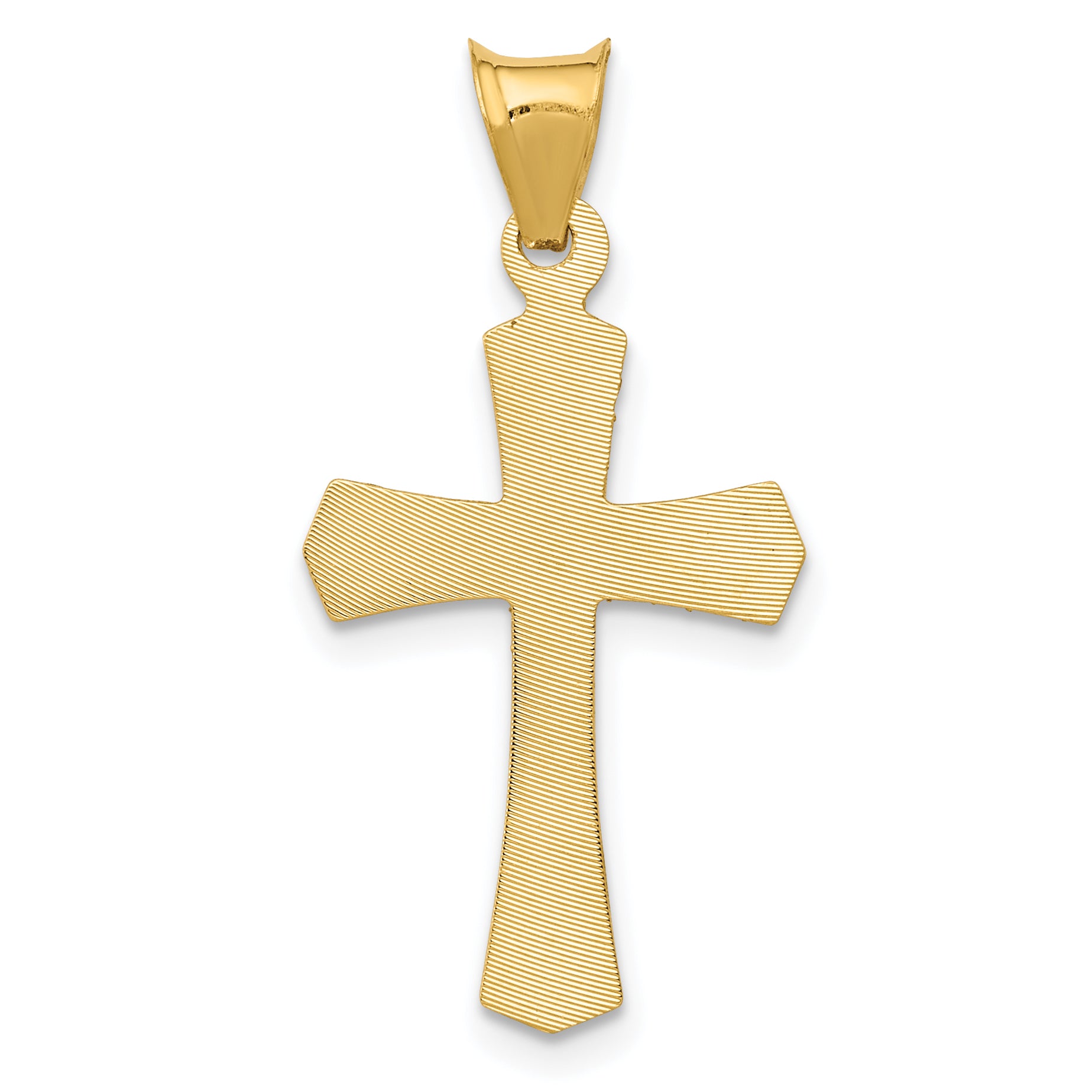 14K Yellow Gold Crucifix Pendant with Polished Satin Finish  Solid, Die Struck Design