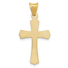 14K Yellow Gold Crucifix Pendant with Polished Satin Finish  Solid, Die Struck Design