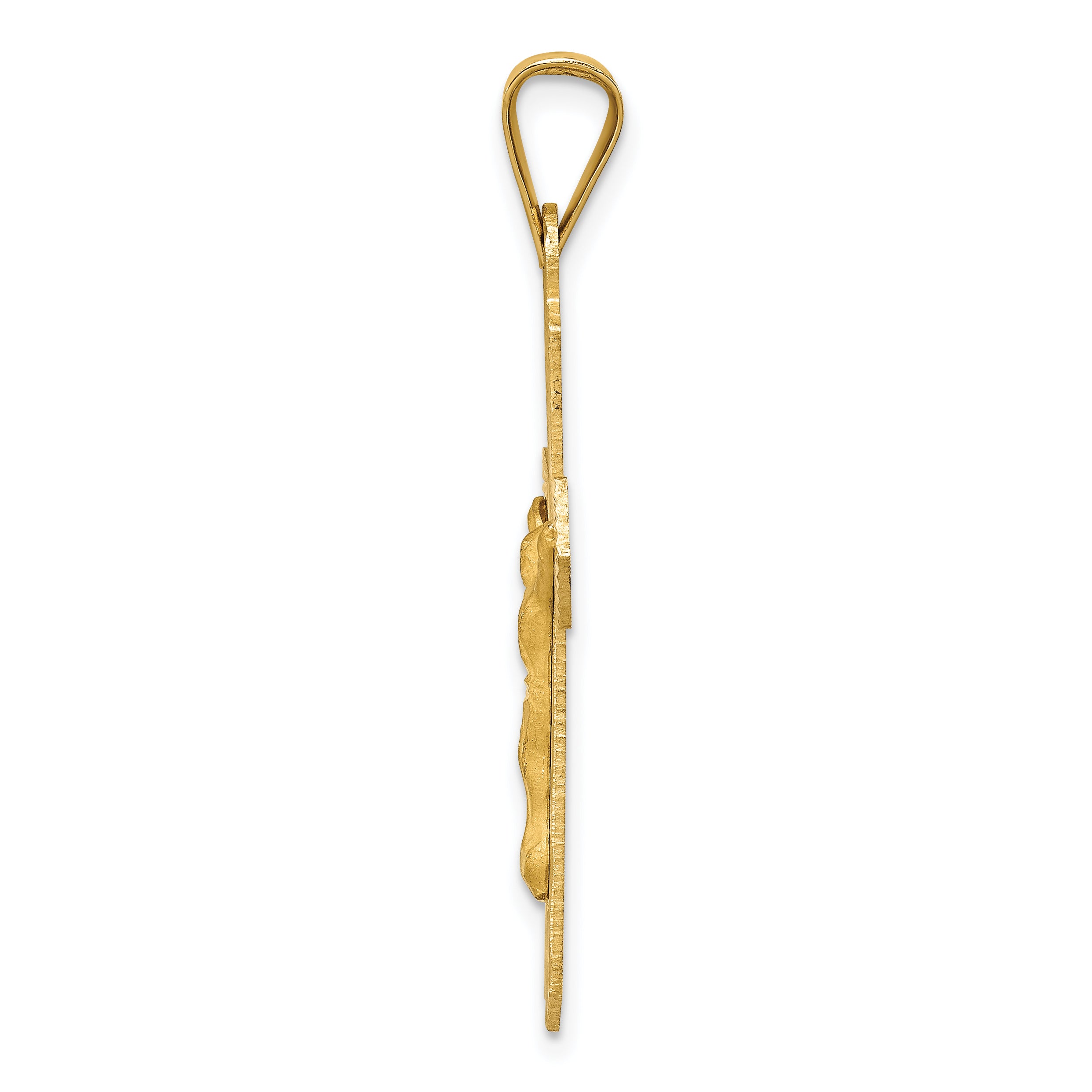 14K Gold Crucifix Pendant with Polished Satin Finish Elegant Solid Design Secondary image