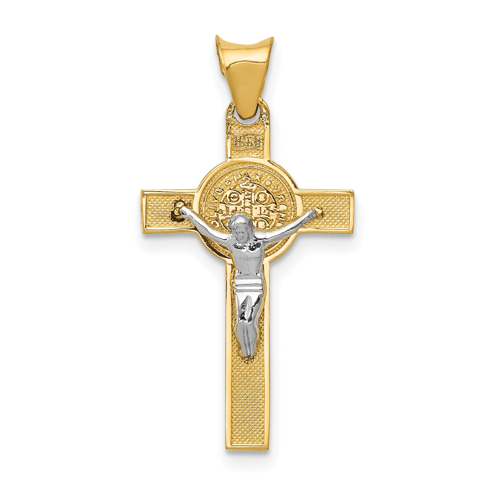 14k Two-Tone St. Benedict Medal Crucifix Cross Pendant Main image