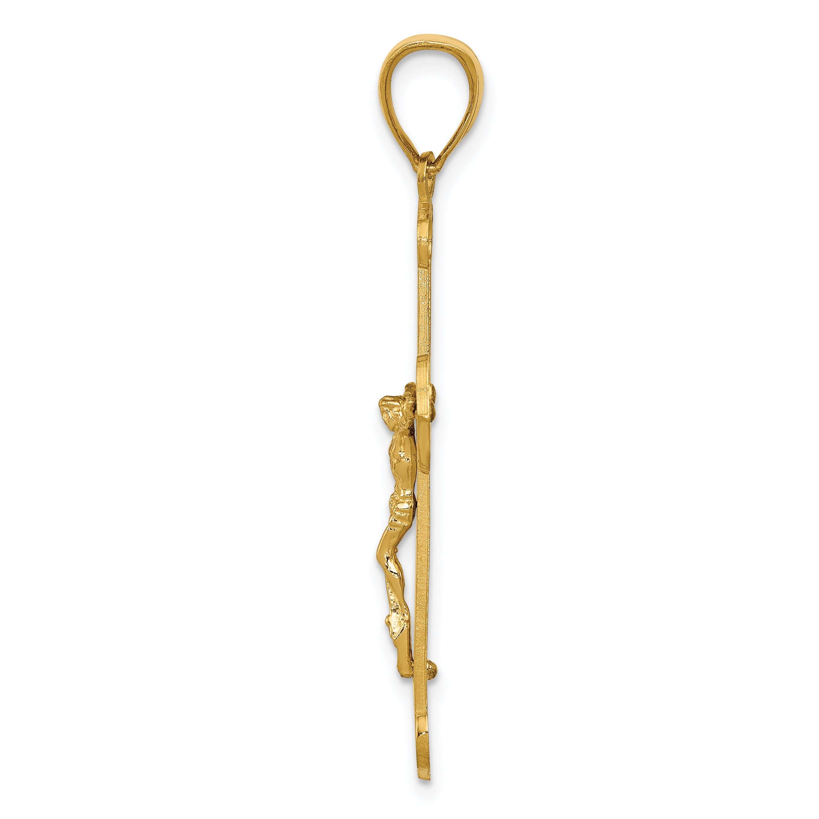 14K Gold Polished Solid Crucifix Pendant Elegant Cast Design