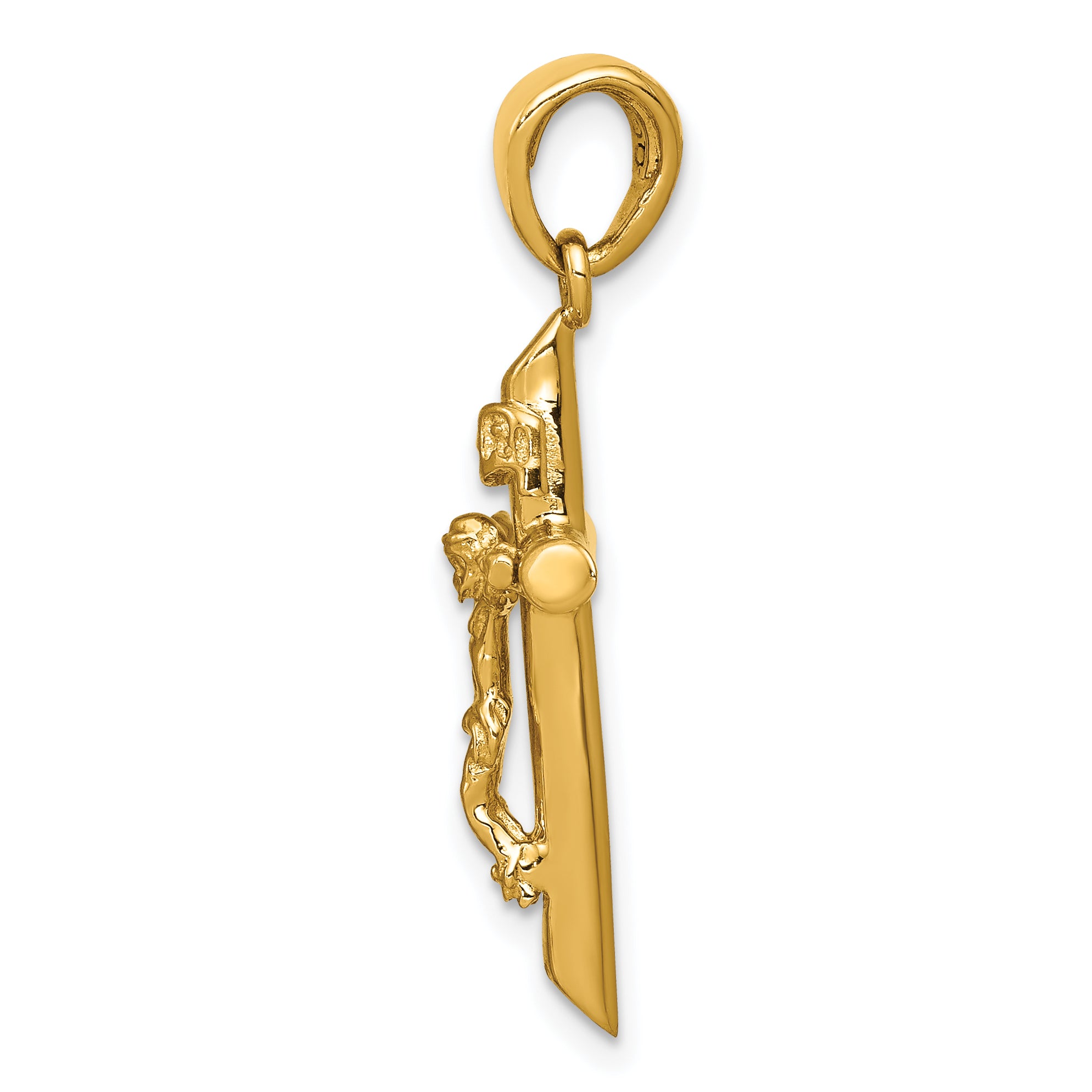 14K Gold Polished Crucifix Cross Pendant Solid and Elegant Cast Design Secondary image