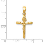 14K Gold Polished Crucifix Cross Pendant Solid and Elegant Cast Design