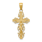 14K Polished Crucifix W/Lace Trim Pendant