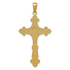 14K Gold INRI Crucifix Fleur de Lis Pendant with Polished Textured Finish 45mm