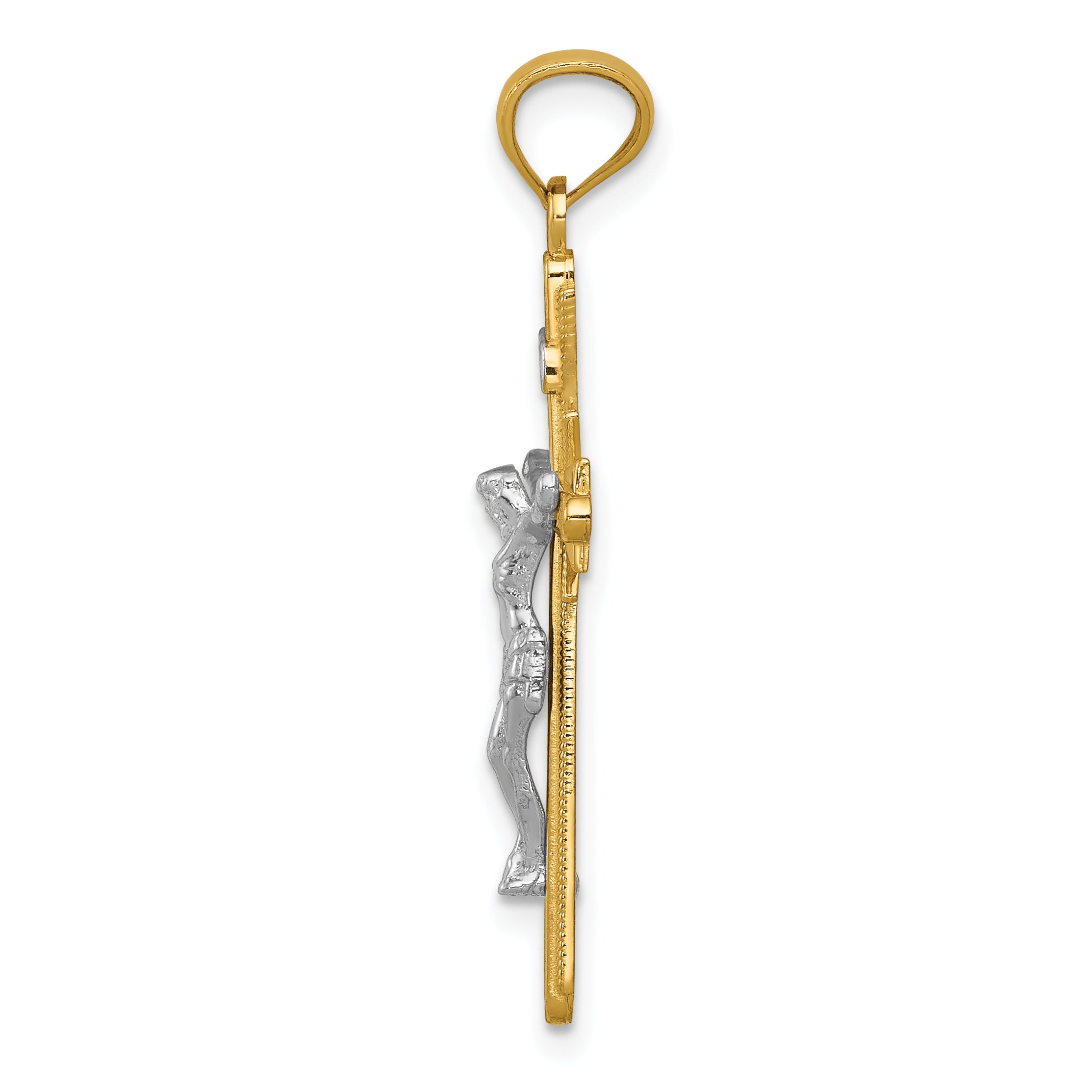 14K Two-Tone Gold Polished Crucifix Pendant  Elegant Solid Design Secondary image