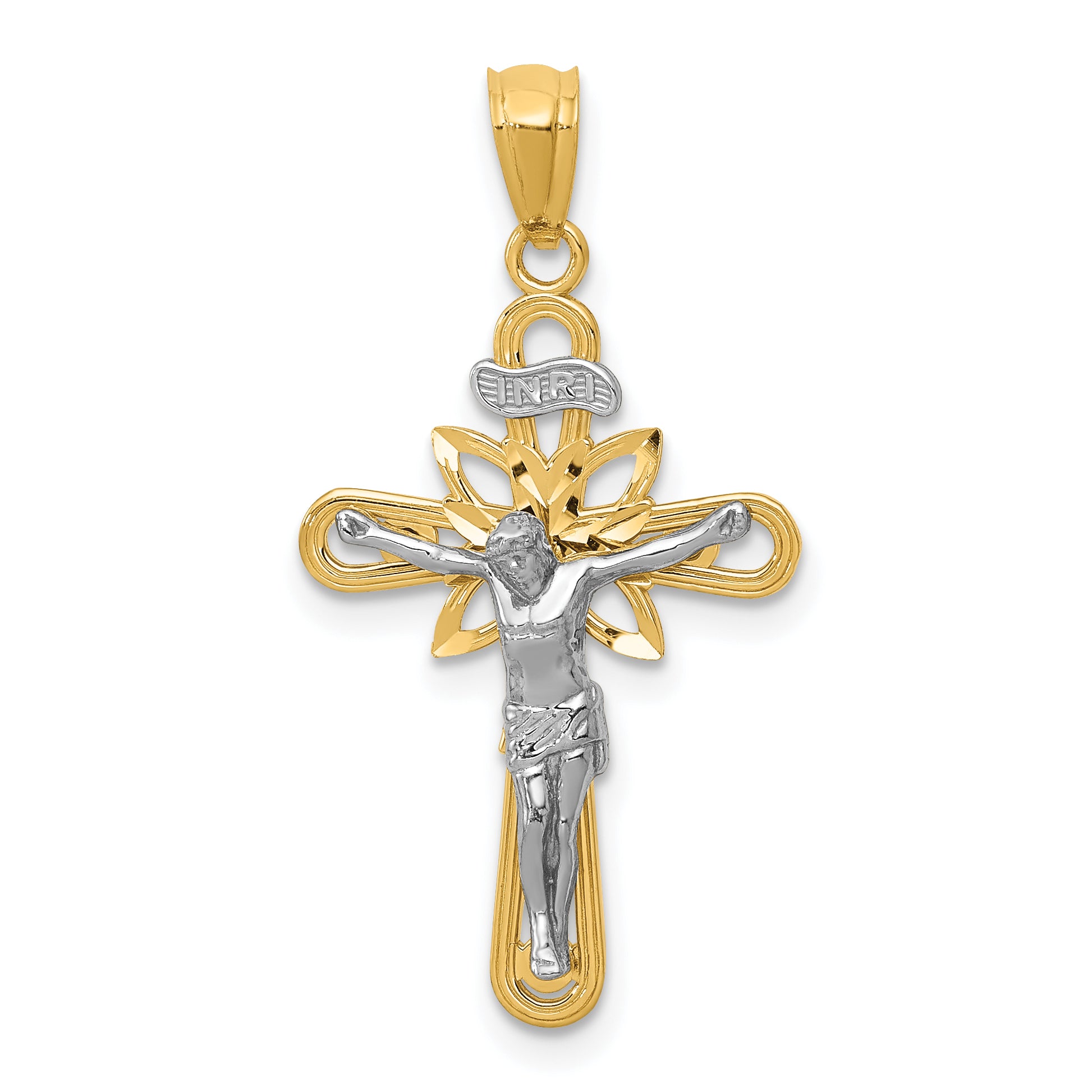 14K Two-tone W/Rhodium Small Passion Crucifix Pendant Main image