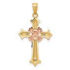 14K Tri-Color Gold Crucifix Pendant with Polished Finish Solid Cast Design