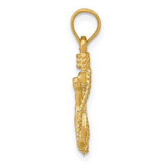 14K Gold Polished Mariner Crucifix Pendant with Solid Casted Design