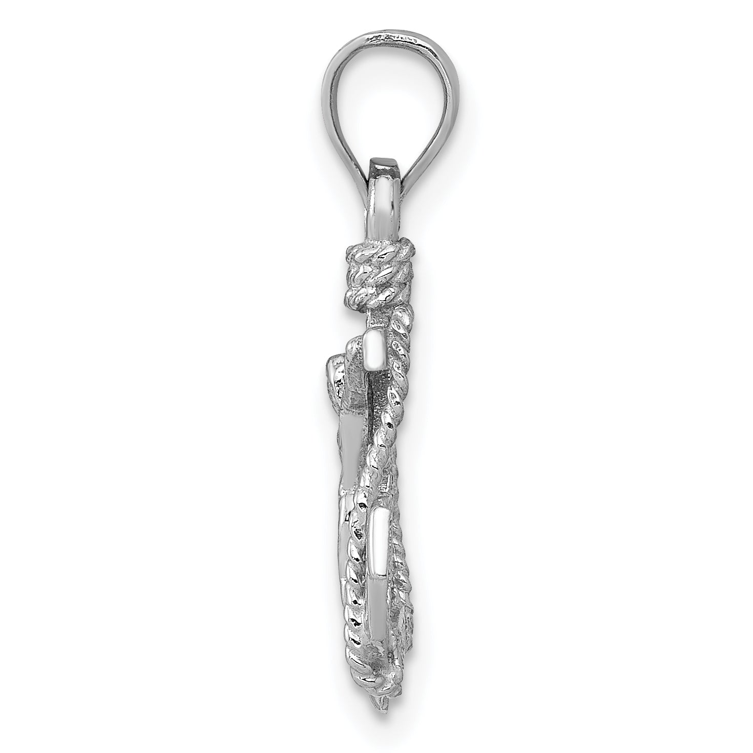 14K White Gold Mariner Crucifix Pendant with Rhodium Polished Finish