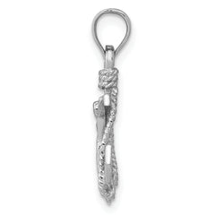 14K White Gold Mariner Crucifix Pendant with Rhodium Polished Finish