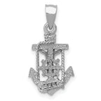 14K White Gold Mariner Crucifix Pendant with Rhodium Polished Finish