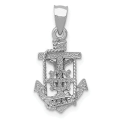 14K White Gold Mariner Crucifix Pendant with Rhodium Polished Finish