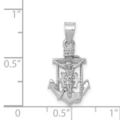 14K White Gold Mariner Crucifix Pendant with Rhodium Polished Finish