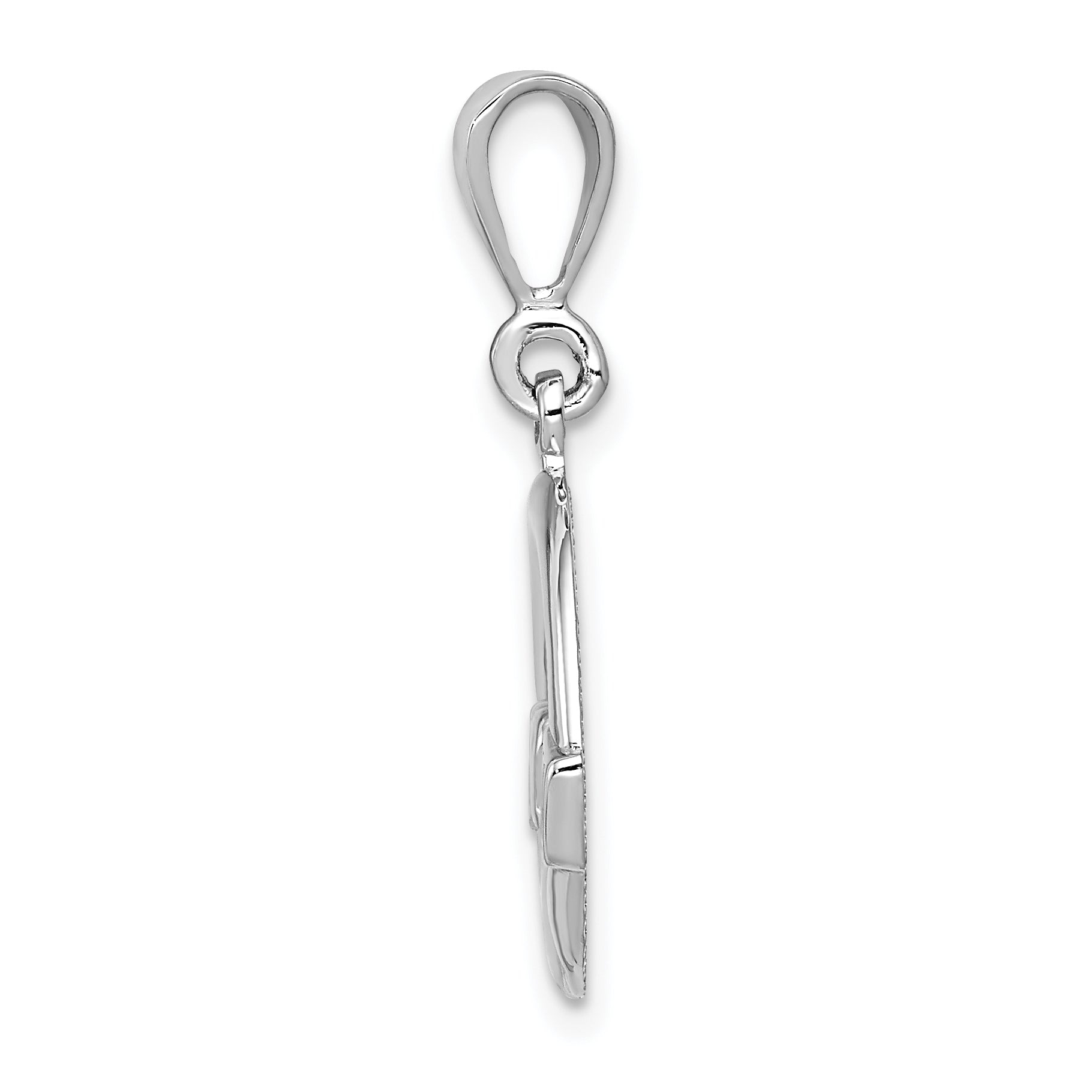 14K White Gold Claddagh Charm with Polished Finish Men's Classic Design
