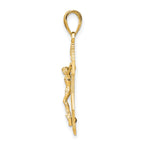 14K Gold Mini Mariners Crucifix Pendant with Polished Textured Finish