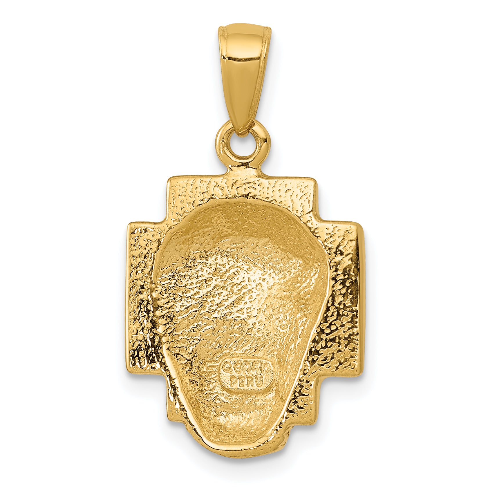 14K Gold Polished Jesus Head Pendant with Crown  Solid Cast Design