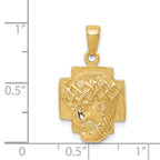 14K Gold Polished Jesus Head Pendant with Crown  Solid Cast Design
