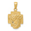 14K Gold Polished Small Jesus Head With Crown Pendant
